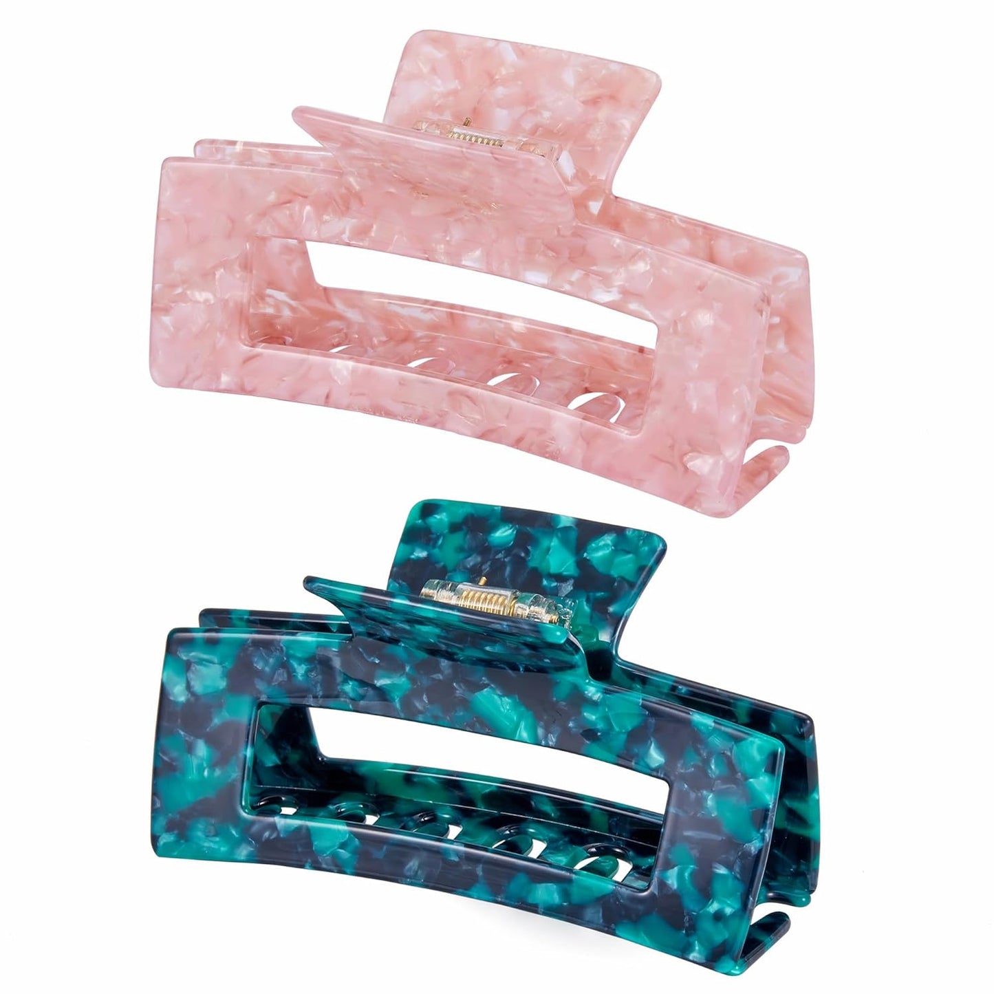 Large Tortoise Shell Claw Clip 4.1 Inch Cellulose Acetate Hair Claw, 2 Pack Banana Hair Claw Clips for Thick Curly Hair, French Design Hair Jaw Clamp Fashion Hair Accessories for Women Ladies