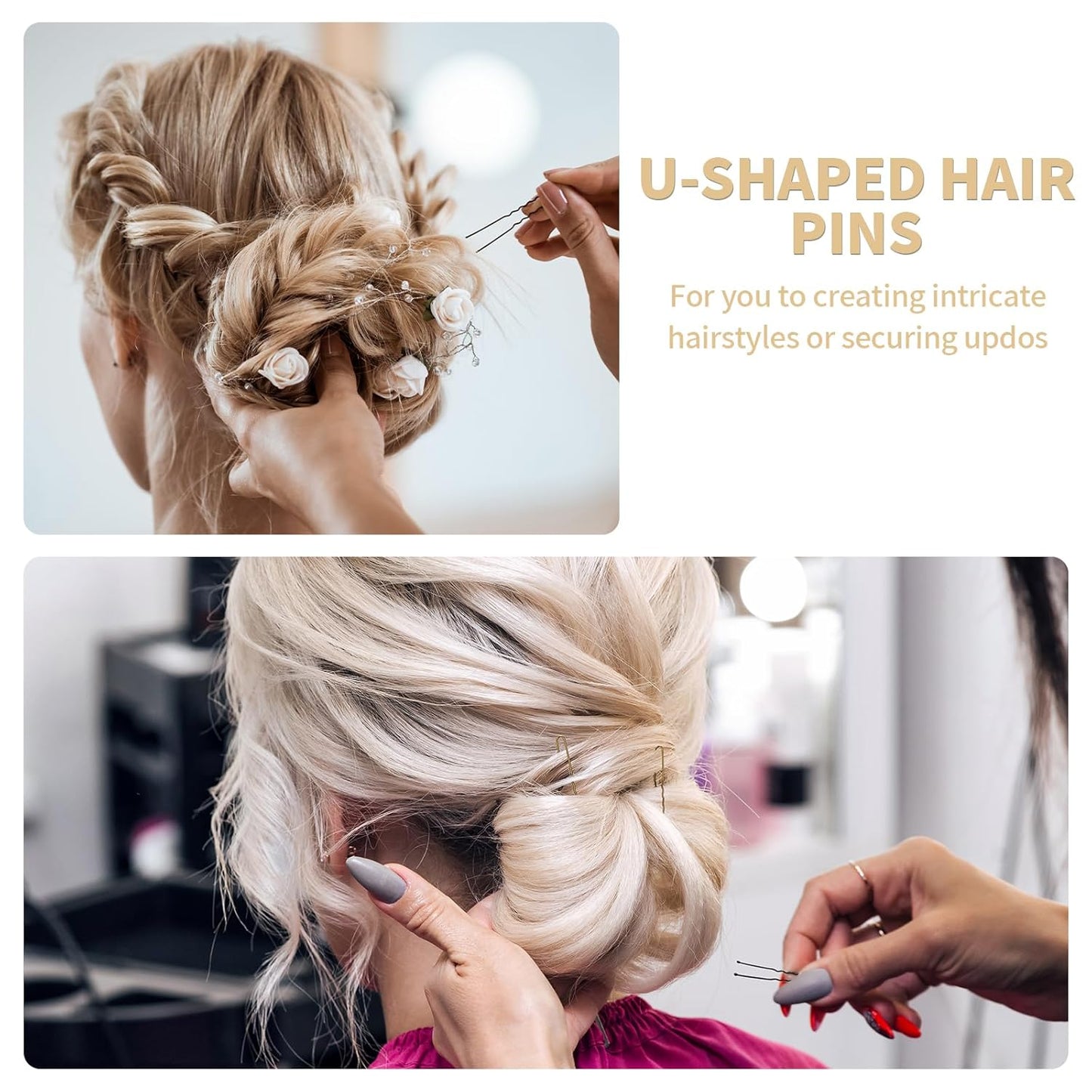 U Shaped Hair Pins -2.4 Inch 250 Count, Professional Hair Styling Pins for Women, Girls, and Hairdressing Salons - Includes Clear Storage Box for Updos and Bun Hair (Brown)