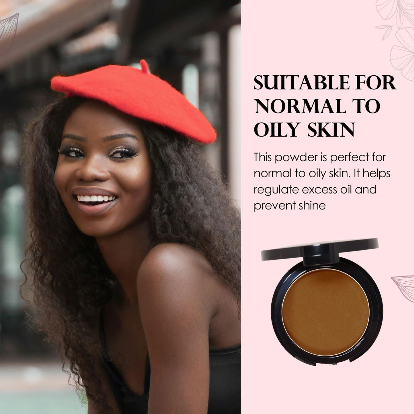 Vera Moore Matte Pressed Powder, Makeup Setting Compact Powder, Face Powder for Full Coverage with Flawless Finish, Shine, Matte Finish for All Skin Types (Brown Sugar, 12.5g)