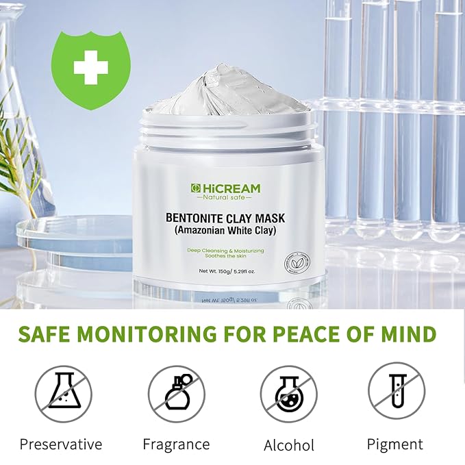 Bentonite Clay Mask, Valentines Gifts for Women Her, Deep Cleansing Facial Mask, Clay Face Mask Skin Care with Kaolin Clay and Aloe for Dull Skins Hydrating (white)