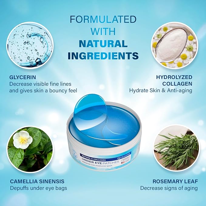 Under Eye Patches for Puffy Eyes: 55 Count Retinol Collagen Eye Gels Pads - Anti-Aging & Rejuvenating Eye Masks Women, Men