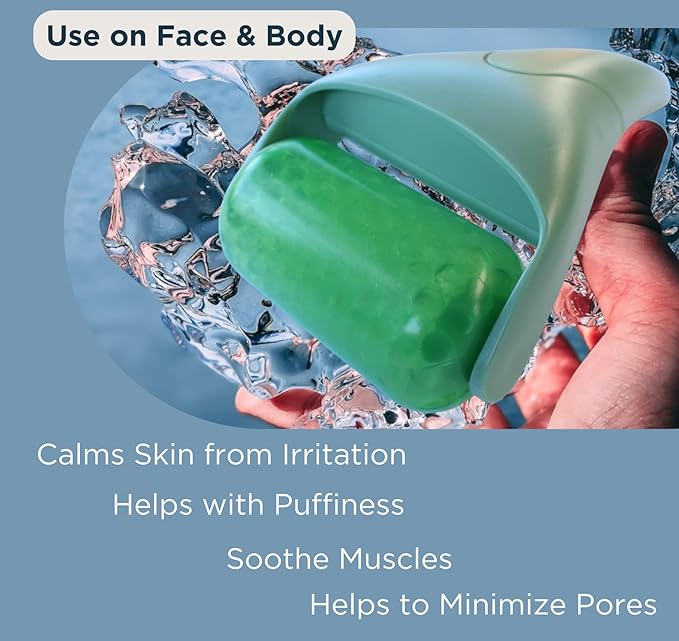 Ancloy Ice Roller for Face, Eyes, and Body, Reduce Puffiness, Pain Relief, Massage Roller for Muscle Tension, Facial and Body Skin Care Tool., for Women, Men, Kids, Gift (Green)