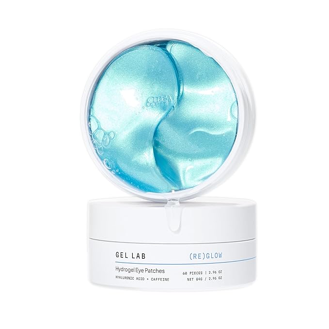 REGLOW Hyaluronic Acid & Caffeine Under Eye Gel Patches – Korean Hydrating Eye Mask for Wrinkles, Dark Circles, and Puffiness – 60 Gel Eye Patches