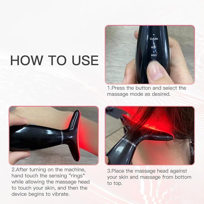 Neck Face Massager, 3-in-1 Facial Massager, Face Sculpting Tool for Skin Care at Home with Vibration and Thermal (Black)