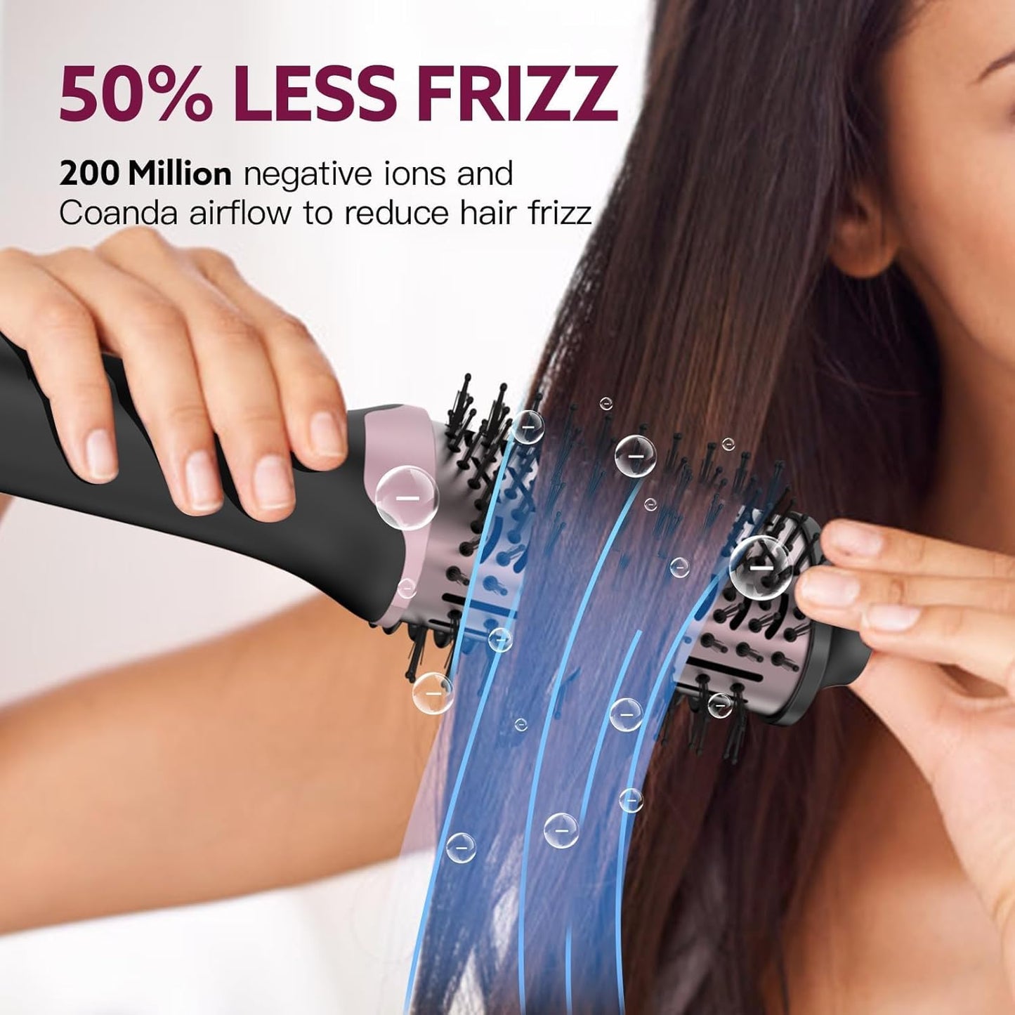 Blow Dryer Brush Hair Dryer | One-Step Hot Air Brush with Oval Volumizer High-Speed Hair Styler with Negative Ions for Drying & Smoothing & Volumizing for All Hair Types 110000 RPM Black