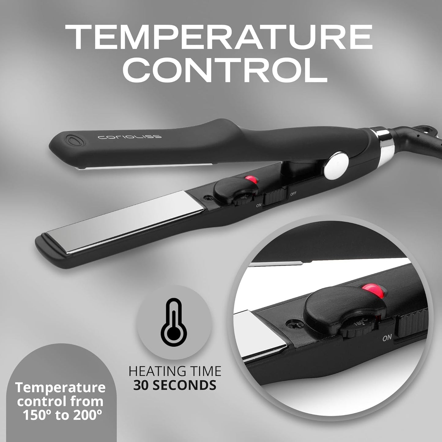 CORIOLISS C Trip Mini | Hair Straighteners for Women | Titanium| Flat Iron | Professional with Temperature Control (Black Soft Touch)