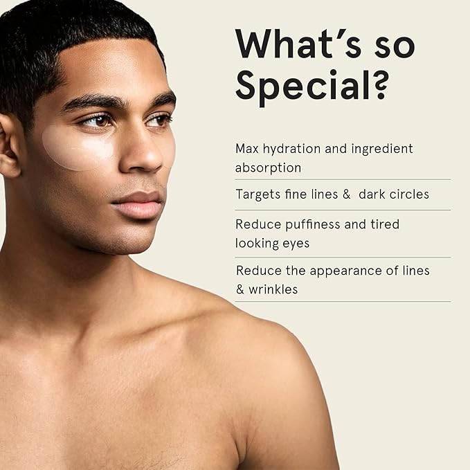 BRO MASK Under Eye Gel Pads: Cooling Eye Patches for Dark Circles and Puffiness | Anti Aging Hydrogel Eye Patch Set w/ Bakuchiol, Green Tea, Hyaluronic Acid, Caffeine, Niacinamide/Vitamin B3 -6 Pairs