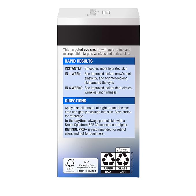 Neutrogena Rapid Wrinkle Repair Retinol Pro+ Anti-Wrinkle Eye Cream, Targeted Eye Cream for Wrinkles & Dark Circles, Formulated without Fragrance, Dyes, Phthalates, and Parabens, 0.5 oz