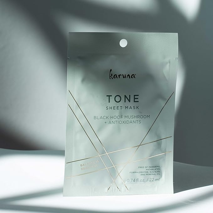 Karuna Skin - TONE Facial Mask for Well-Toned, Moisturized & Balanced Skin, Age-Defying Facial Skin Care Products, Hydrating Face Masks with Black Hoof Mushroom & Antioxidants, 0.74 fl. oz./22 ml