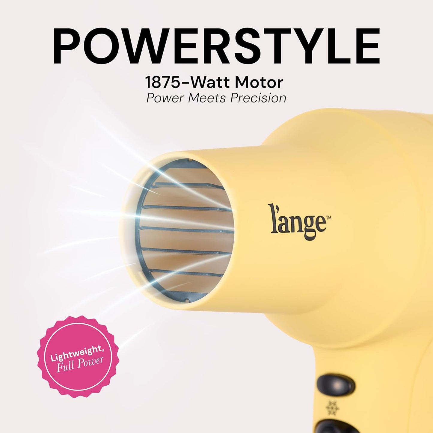 L'ANGE HAIR PowerStyle Ionic Turbo Hair Dryer | 1875W Fast Drying & Precision Styling for Long-Lasting, Frizz-Free Looks | Advanced Ionic Technology Smooths & Shines Hair (Yellow)