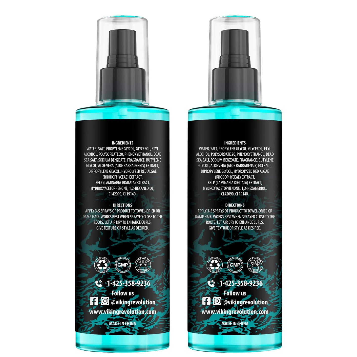 Viking Revolution Sea Salt Spray for Hair Men - Hair Texturizing Sprays with Kelp, Aloe Vera & Red Algae Extract - Surf Sprays to Add Volume and Texture- Sea Salt for Men Beach Hair Spray (2 pack)