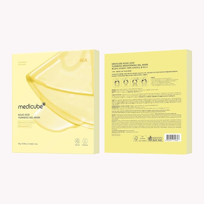 medicube Kojic Acid Turmeric Brightening Gold Jelly Gel Mask | Overnight Face Mask for Glass Glow Skin- Elasticity, Hydrating, Firming and Moisturizing | Korean Skincare, 28g x 4ea