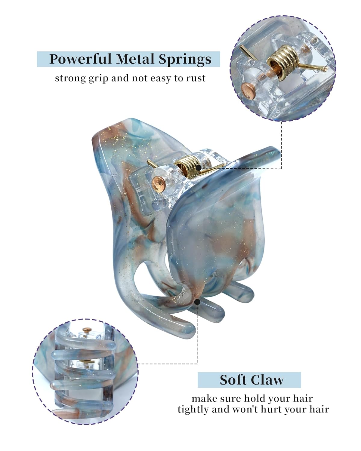 ACECHA Upgraded 12 Pack Small Butterfly Hair Claw Clips for Women - Square Rectangle, Colorful Nonslip Mini Hairclips for Hair Styling Accessories (Square)