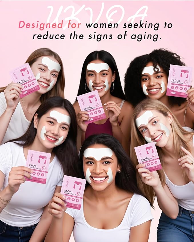 Forehead Wrinkle Patches & Smile Line Patches, Overnight Facial Wrinkle Treatment with Hyaluronic Acid, Aloe, Collagen & Vitamin E to Lift Smile Lines for Women 36pcs