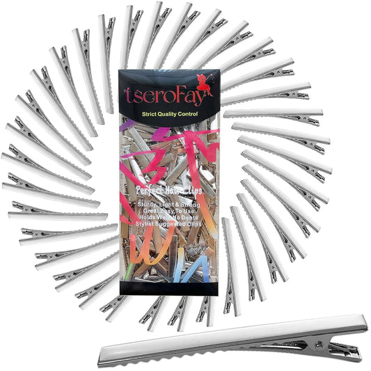 60Pcs Alligator Hair Bows & Clips for Crafts (7.5cm/ 3"), Gator Metal Clip, Hairdresser Supplies for DIY Bow Making, Large Plain Clips for Dreadlock Dreads Retwist 3"