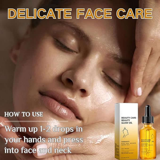 2pcs Black Seed Oil, Rosehip Oil, Castor Oil Organic Cold Pressed for Face - Hydrating Facial Oil,Essential Oils for Women - Anti Aging Serum for Face - Reduces Wrinkles & Fine Lines