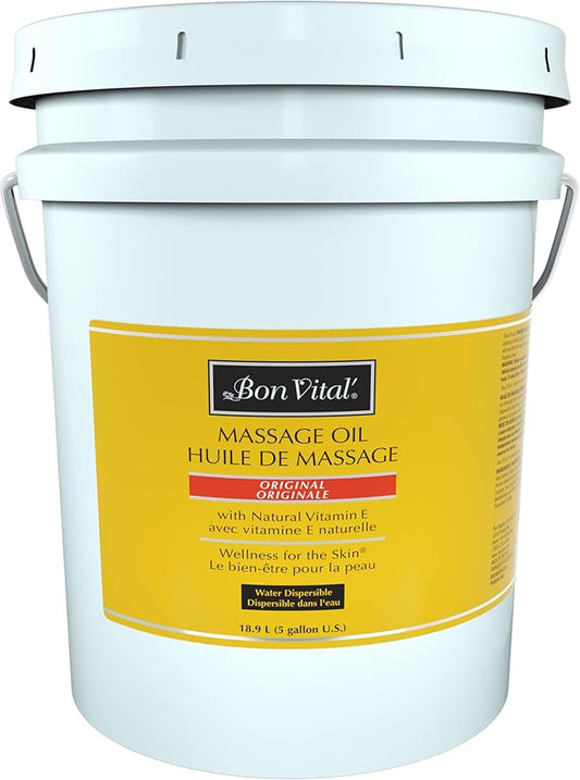 Bon Vital' Original Massage Oil for a Versatile Massage Foundation to Relax Sore Muscles and Repair Dry Skin, Best Massage Oil on Market, Unbeatable Consistency and Quality, 5 Gal, Label may Vary