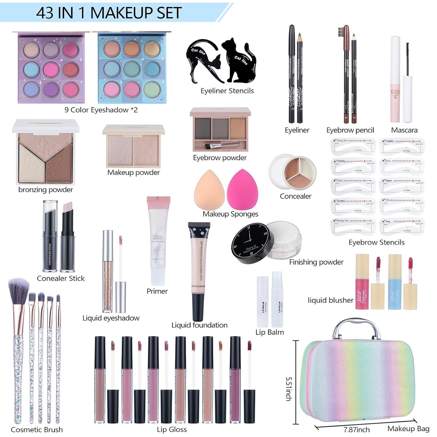 Makeup Kits For Girls Teens, Makeup Gift Set For Women with Eyeshadow Palettes, Brushes, Lip Gloss, Travel Make up Starter Kit For Beginners (C0912)