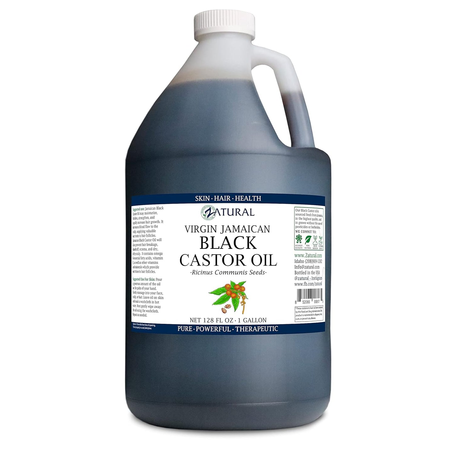 Zatural Black Castor Oil_100% Pure Tropic Jamaican Black Castor Oil (1 Gallon)