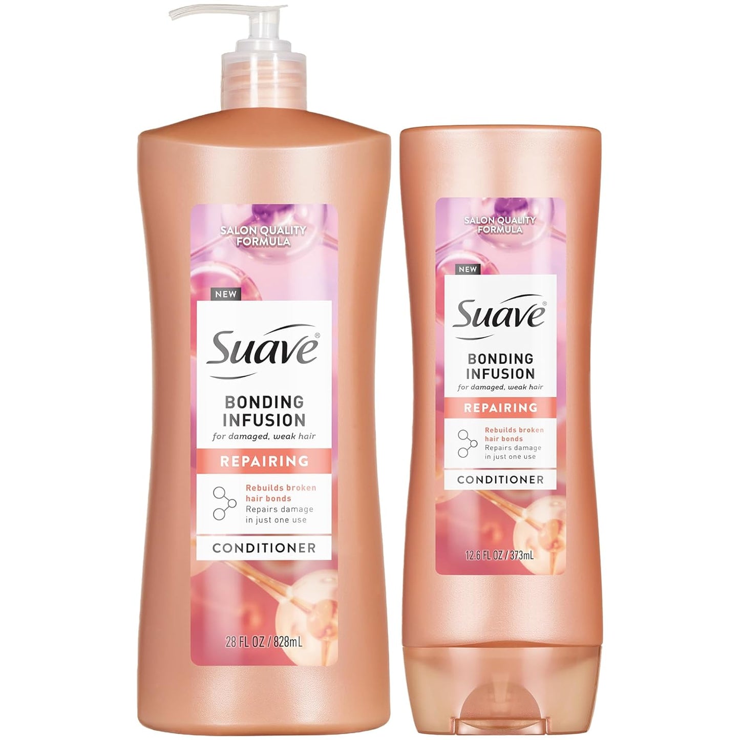 Suave Bonding Infusion Repairing Conditioner 2-Size Bundle, Intense Moisture Restores Shine & Resilience to Weak, Damaged Hair