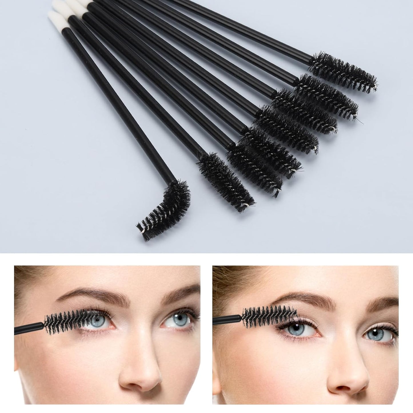 500 Pcs Disposable Mascara Wands Dual Ended Eyelash Brush Lip Brush, Lipstick Applicator Eyebrow Spoolies Brush for Eyelash Extensions - Black