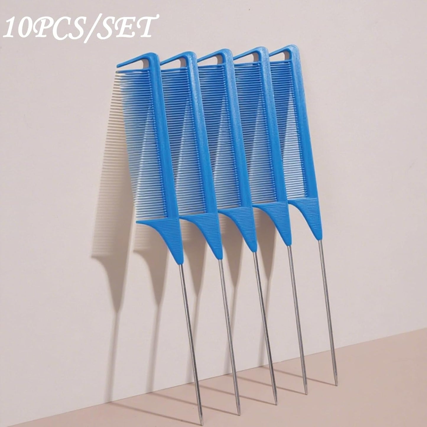 10PCS Highlighting Comb Rat Tail Comb for Parting Black