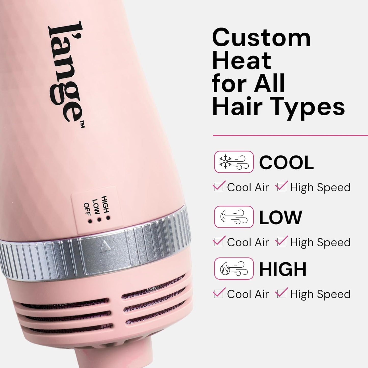 L'ANGE HAIR VolumeBoost 60mm 2-in-1 Ceramic Volumizing Brush Dryer | Fast Drying & Styling for Frizz-Free, Voluminous Blowouts | Ceramic-Coated Barrel (Blush)