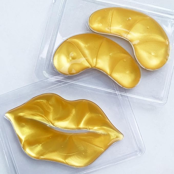 40 Pairs Gold Lip Masks & Eye Masks,24K Gold Gel Collagen Eye Patches for Puffy Eyes, Dark Circles and Wrinkles, Collagen Crystal Mask Set for Face care