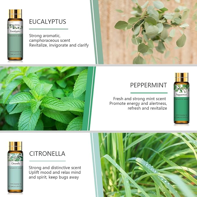 9PCS Essential Oils Gift Set, 10ml/0.33fl.oz Scented Oils for Soap, Candle Making, Premium Quality Essential Oils for Diffuser, Humidifier, Massage