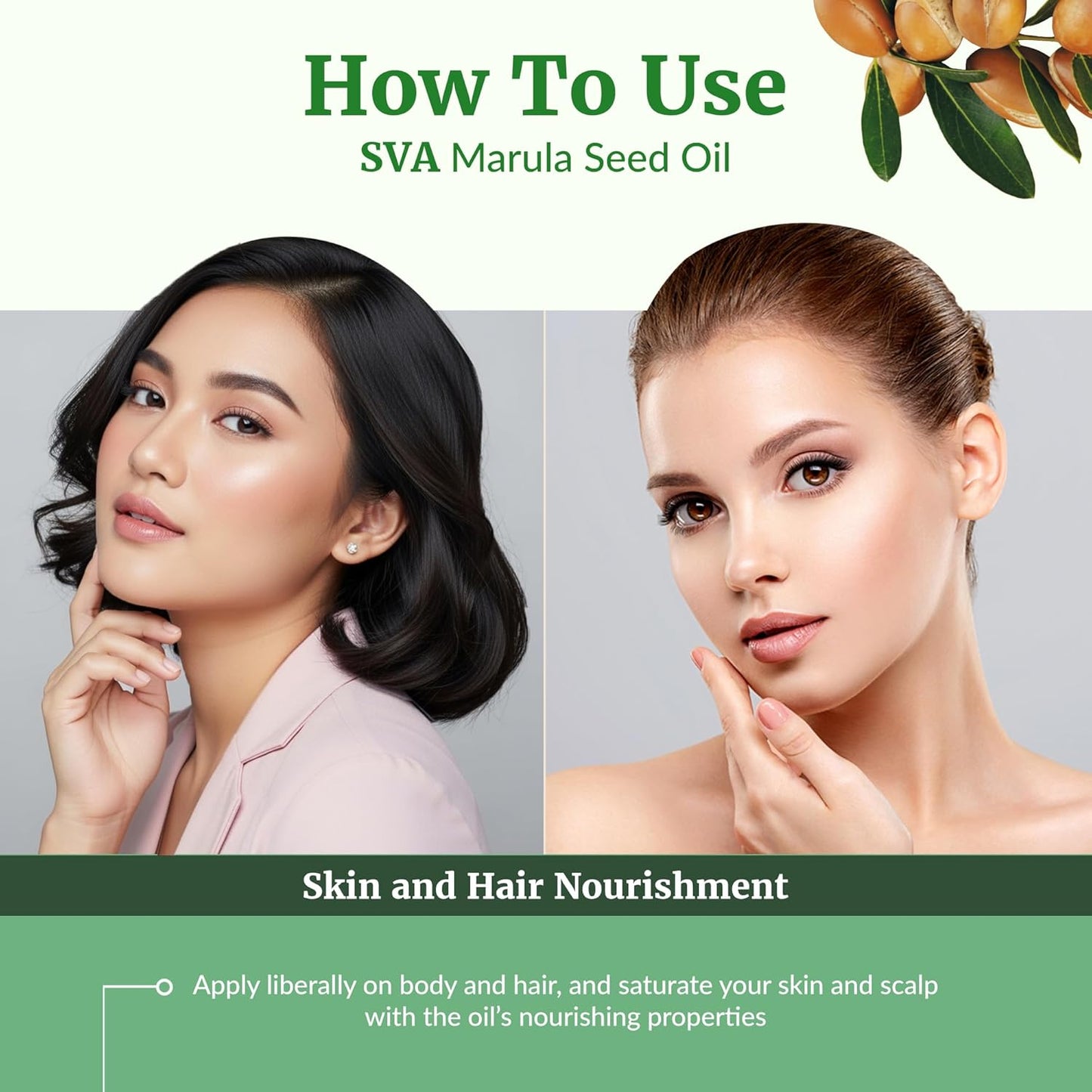 SVA Organic Marula Seed Oil - 4 Fl Oz - 100% Natural Cold Pressed Virgin Marula Oil Organic - for Face, Skin Care, Hair Care, Scalp Massage & Body Massage – Unrefined Carrier Oil with Dropper