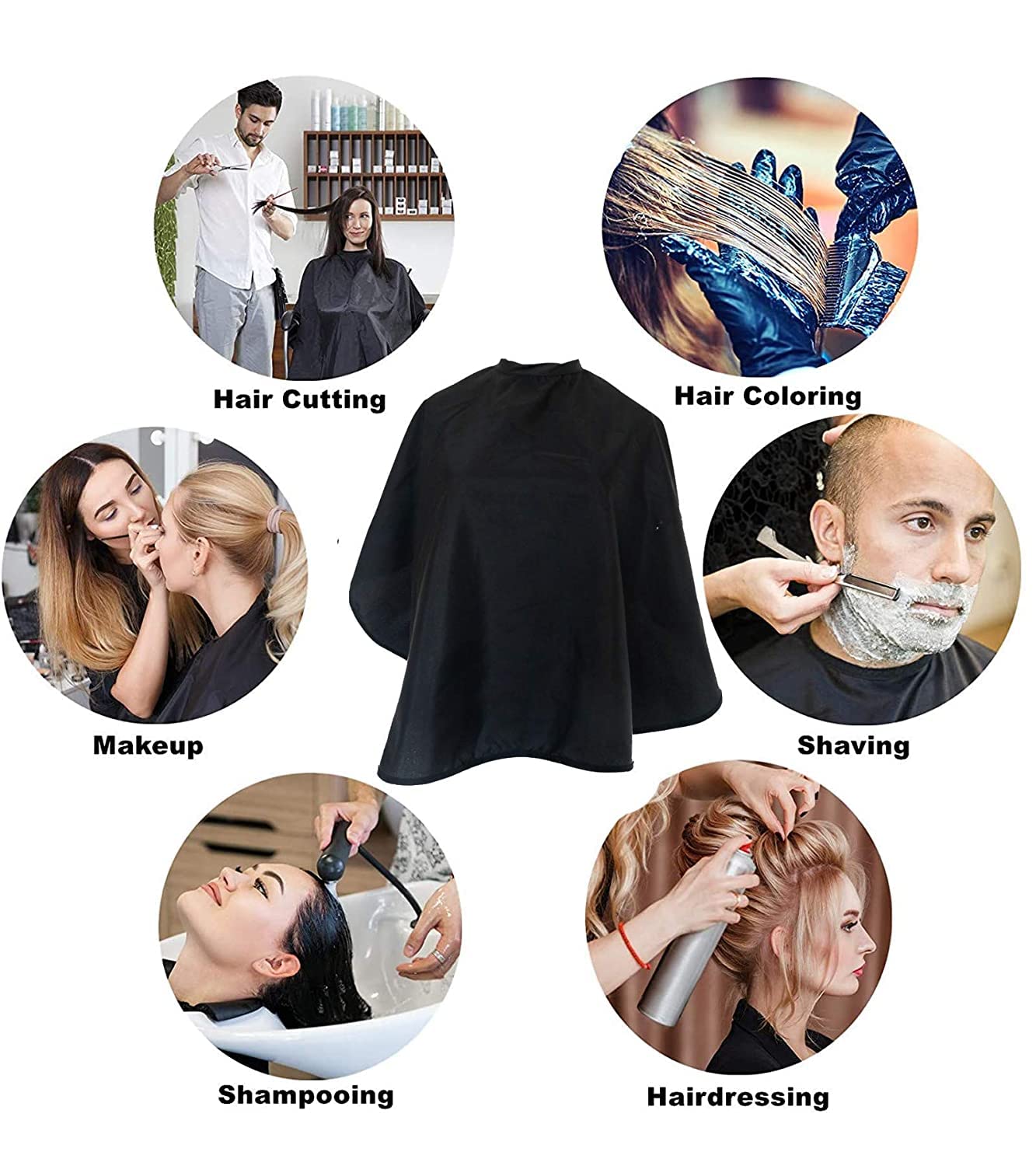 Hair Color Cape Makeup Haircut Salon Hairdresser Shampoo Capes Cutting Barber Cape for Men,Women,Clients (3 PCS, Black+White+Pink)