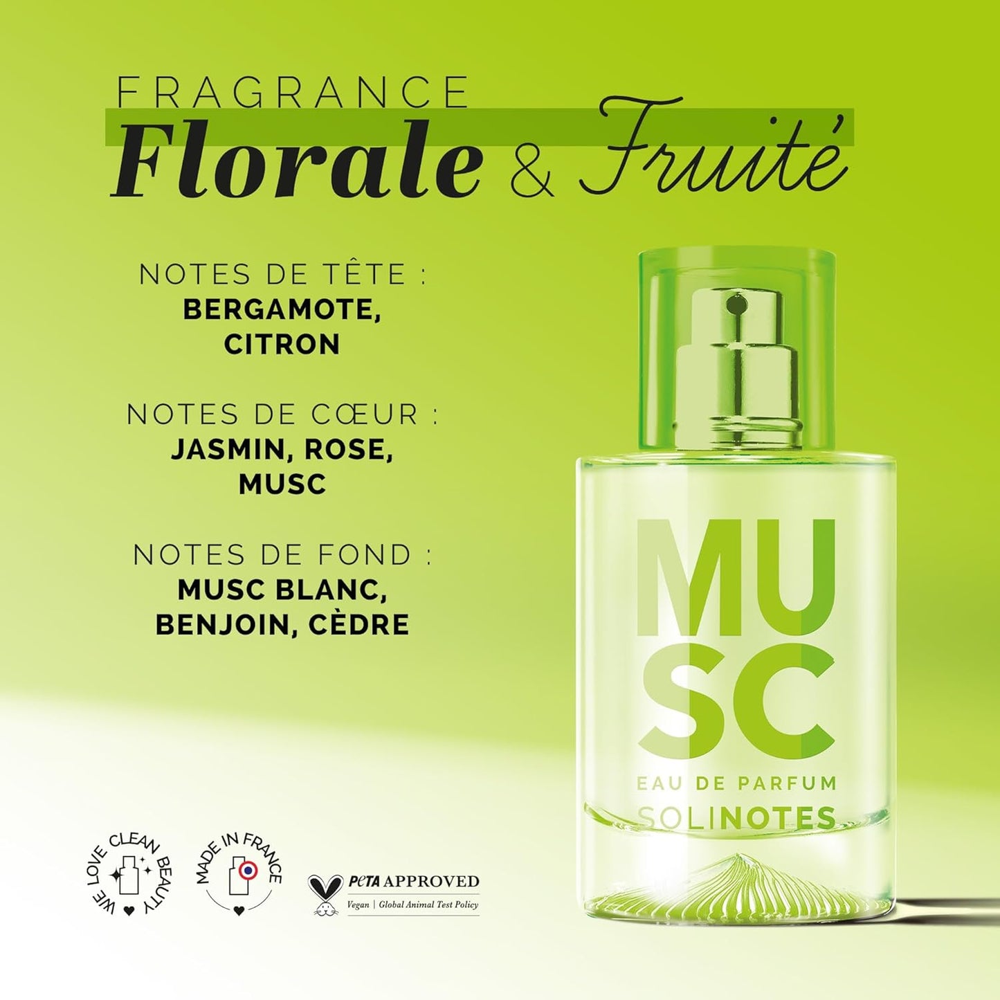 SOLINOTES Musk Perfume for Women - Eau De Parfum | Delicate Floral and Soothing Scent - Made in France - Vegan - 1.7 fl.oz