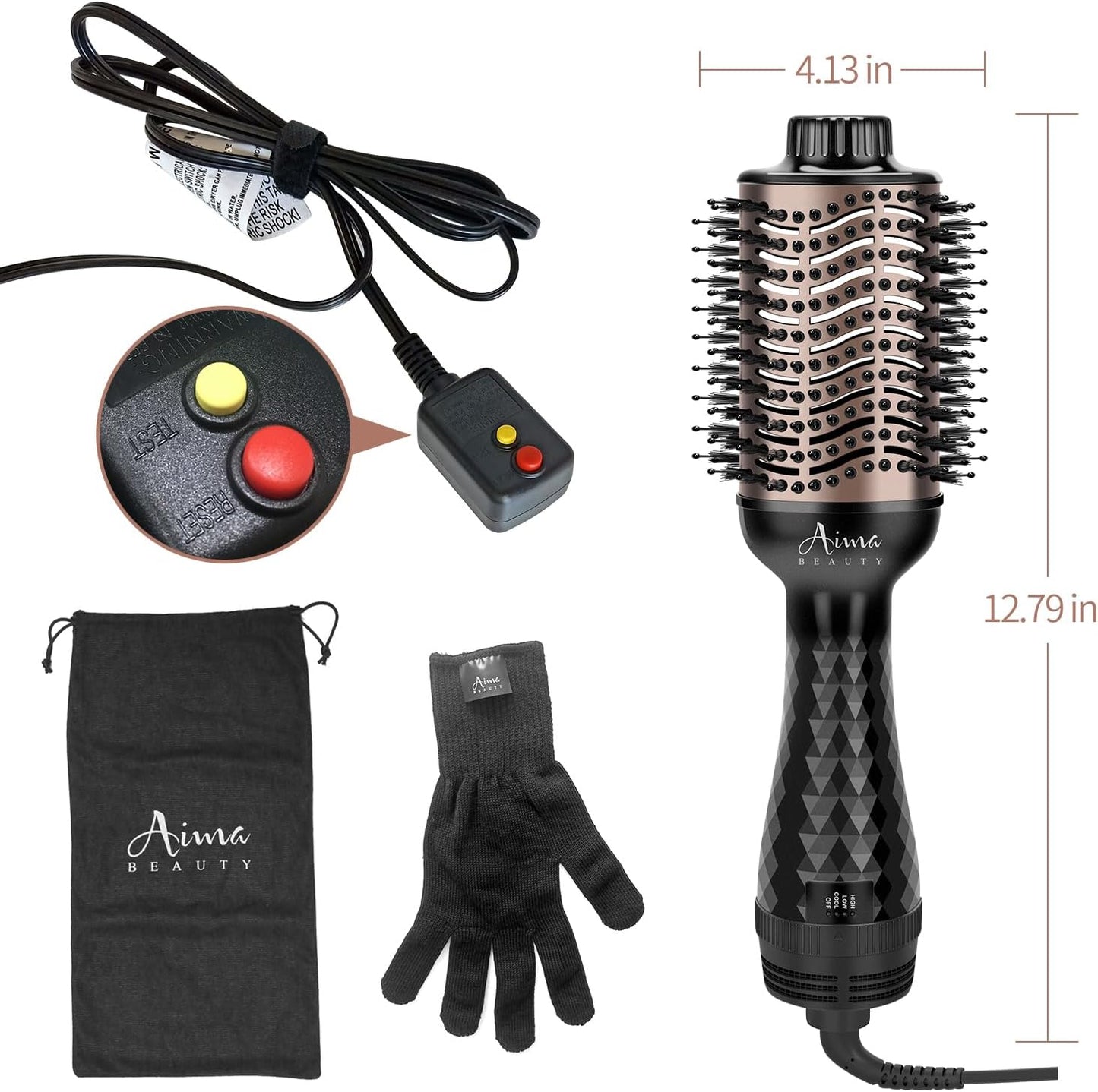 Aima Beauty One-Step Volumizer Hair Dryer Brush, 4-in-1 Upgrade Hot Air Brush for Less Frizz, More Shine, Oval Brush for Blowout, Black Red