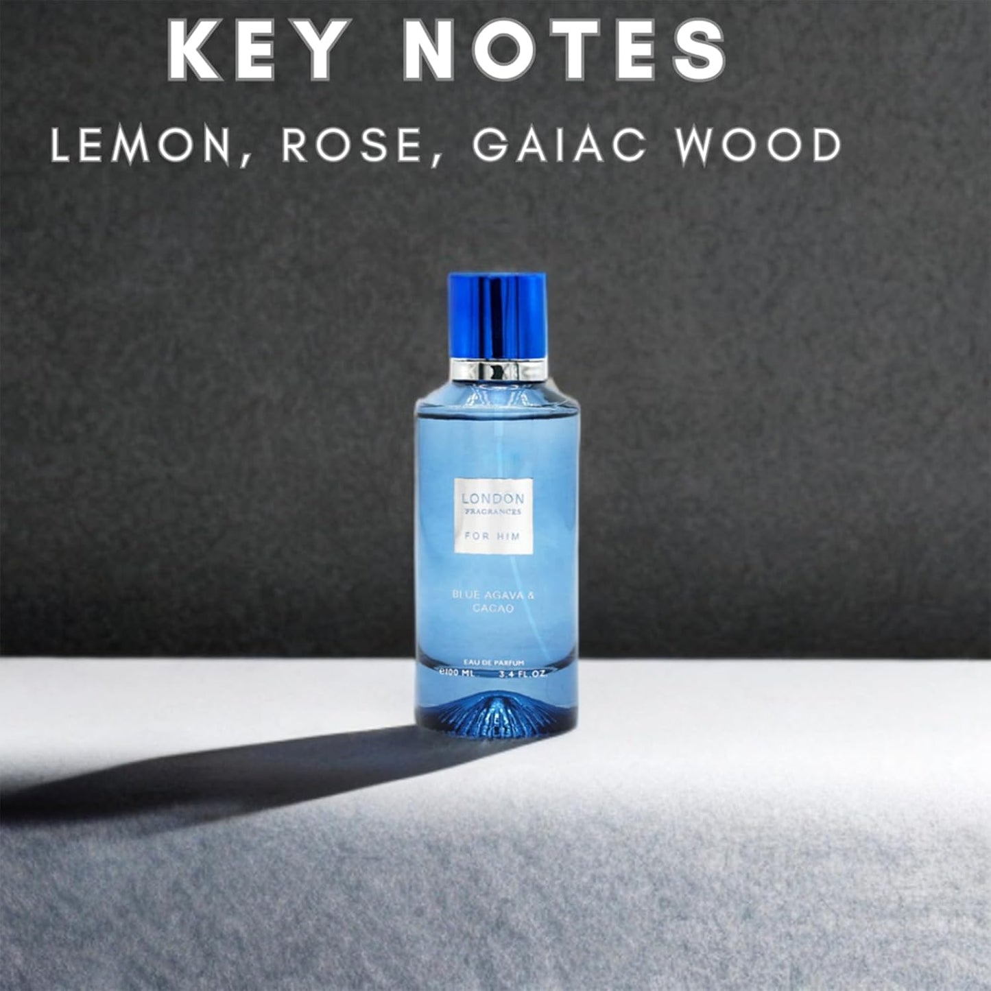 London Fragrances Blue Agava Cacao - Warm Spicy Scent Cologne for Men - Perfume for Men with Notes of Cacao and Rose - 3.4 oz EDP Spray