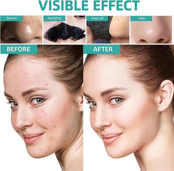 Blackhead Remover Mask, Activated Charcoal Peel Off Face Mask, Deep Cleansing Mask for Face Nose, Black Head Purifying Mask with Pimple Extractor and Brush, 120g / 4.23Fl Oz
