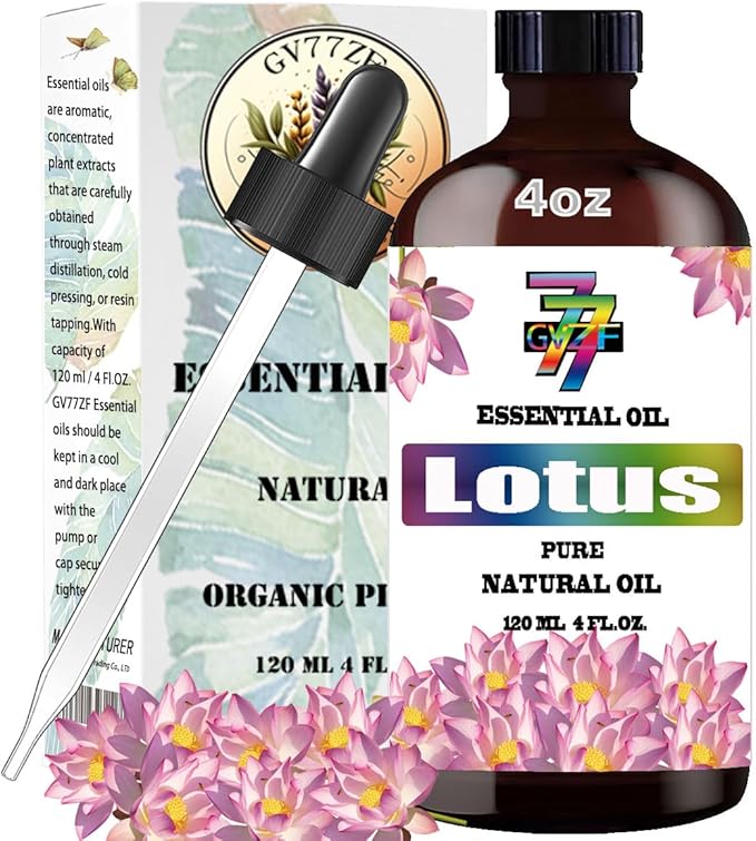 Lotus Essential Oil (4 oz/120 ml) - Lotus Oils Used in diffusers, humidifiers, Home Baths, Cleaning Products, Yoga, DIY Soaps and DIY Scented Candles