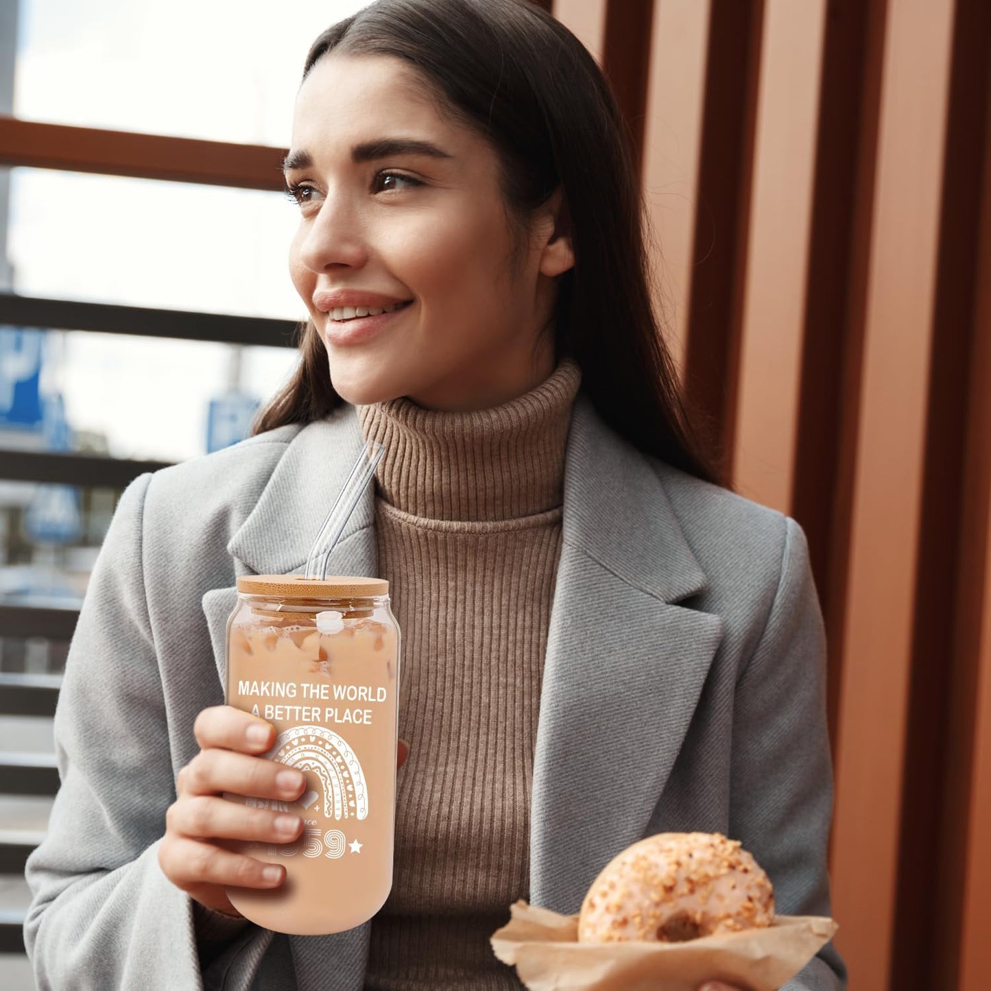 65th Birthday Gifts for Women 65 Year Old Birthday Cups 1959 Birthday Present Happy 65th Birthday Cute Glass Cups with Lids and Straws 65th Birthday Party Decorations Gifts Ideas 16 Oz Can Glass