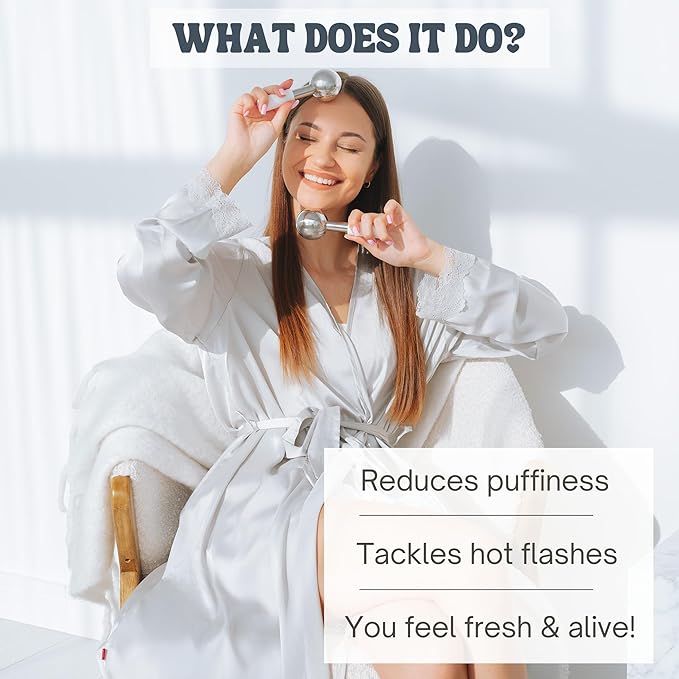 Ice Globes for Facials - 360 Rotating Unbreakable Steel Ice Globes with Carry Case - Professional Esthetician Supplies - Ice Roller for Face and Eyes - Ideal Skincare Tool (White)