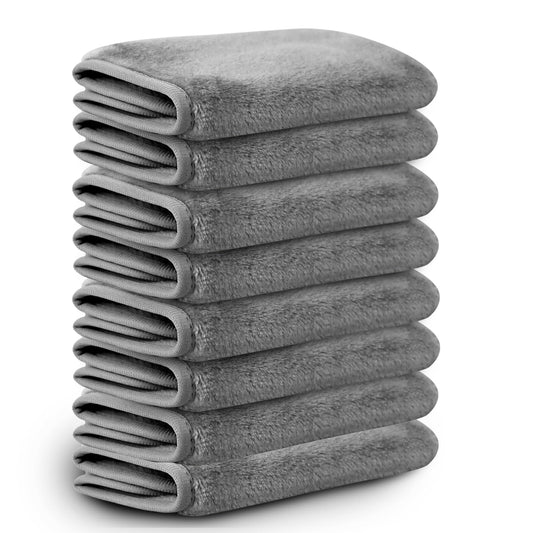 Nugilla Reusable Face Wash Cloths, 8 Pack Soft Microfiber Makeup Remover Towels for Women (Cool Grey)