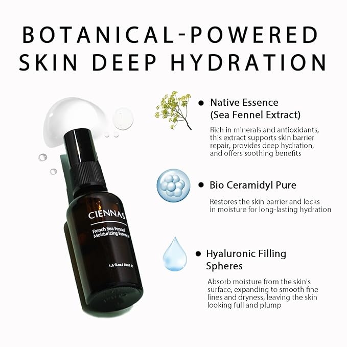 French Sea Fennel Ceramide Serum, Hydrates and Restores Skin Barrier, Formulated with Ceramides & Marine Sugar Lipids, Anti-Aging, Designed for Sensitive Skin, Fragrance Free - 1.69 Fl.oz