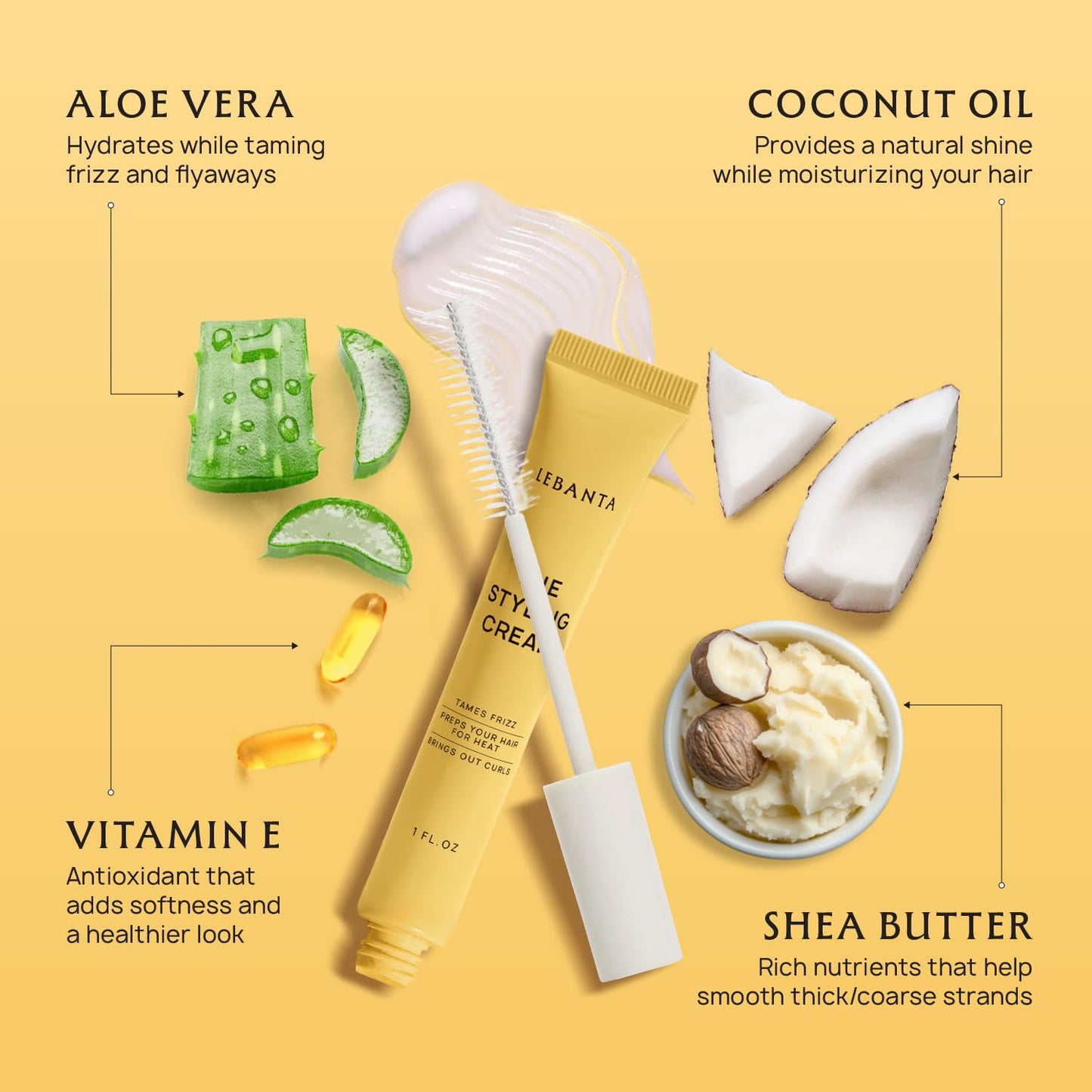 Fly Away Stick for Hair - Anti Frizz Styling Taming Serum Wand with Aloe Vera, Coconut Oil & Vitamin E - Gel Mascara Stick for Edges, Flyaways, Baby Hairs & Slick Back (1 Fl Oz (Pack of 1))