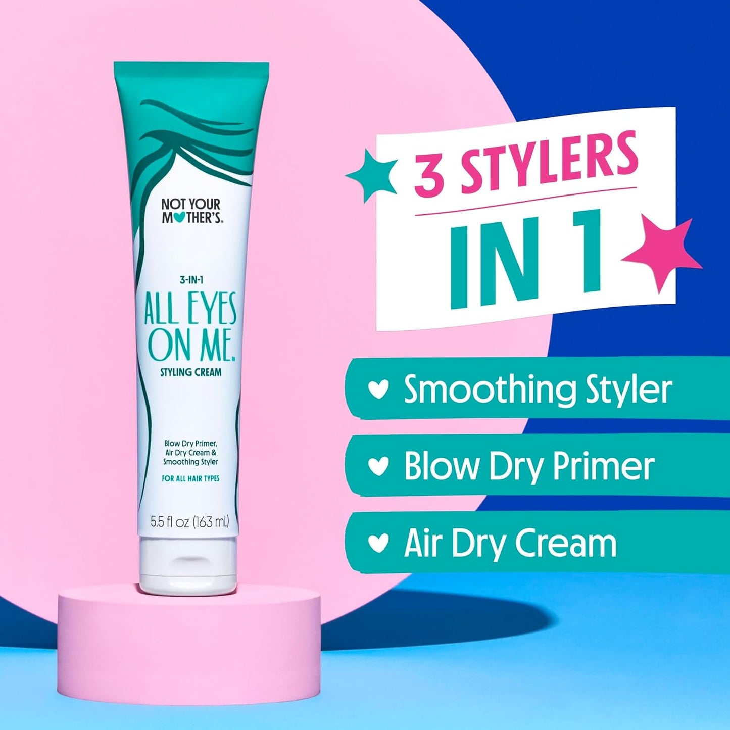 Not Your Mother's All Eyes On Me 10-in-1 Hair Perfector & 3-in-1 Wax Stick & Styling Cream (3-Pack) - Protectant & Styling Products for All Hair Types