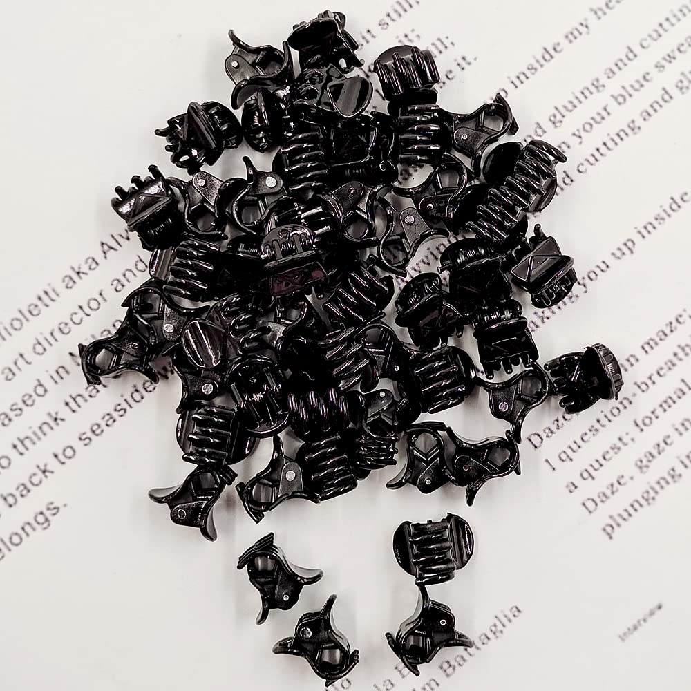 50 PCS Mini Hair Claw Clips， Bangs Strong Grip Multifunction Clamp Clips. (Black)