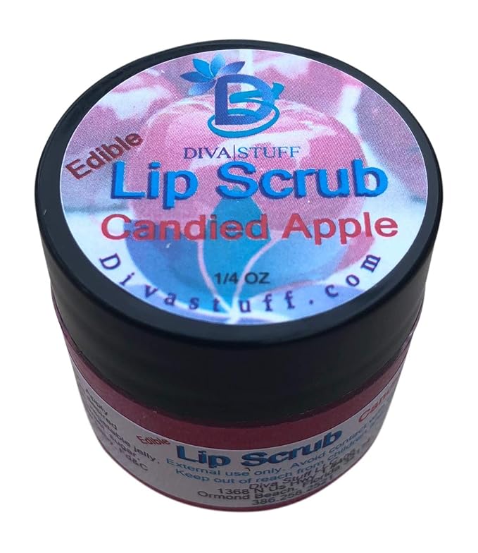 Diva Stuff Ultra Hydrating Lip Scrub for Soft Lips, Gentle Exfoliation, Moisturizer & Conditioner, Candied Apple – ¼ oz (Made in the USA)