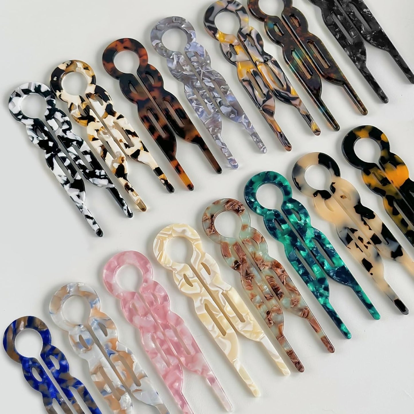 4PCS U-Shaped French Hair Pins for Women - Acetate Hair Clips for Thick, Thin, Fine Hair - Decorative Bun Styling Barrettes in Black & Blonde(D)