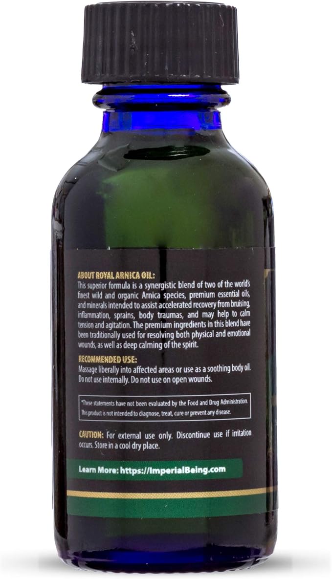 Royal Arnica Oil – Organic Herbal Blend for Muscle Recovery, Bruise Support, Joint Flexibility, Skin Vitality – Longer Lasting Than Arnica Cream or Gel – Infused with Essential Oils (1oz)