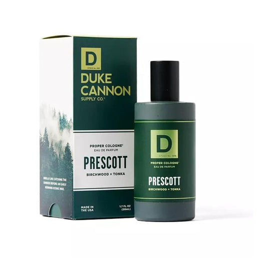 Duke Cannon Proper Cologne Prescott | Men's Eau de Parfum | Birchwood and Tonka | Woodsy, Rich, Long-Lasting Scent | 1.7 fl oz