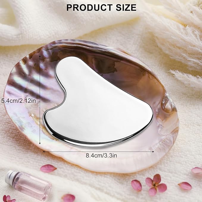 Face Roller and Gua Sha Facial Tool, Face Massage Roller for Wrinkles and Lifting, Guasha Stone Beauty Tools for Women to Reduce Puffiness and Improve Wrinkles of Neck & Eyes (Metallic)