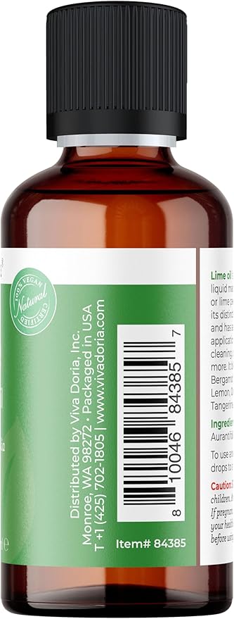 Viva Doria Lime Essential Oil, 100% Pure, Natural, Mexican Lime Essential Oil, Undiluted, for Aromatherapy | Food Grade, 30 mL (1 Fluid Ounce)