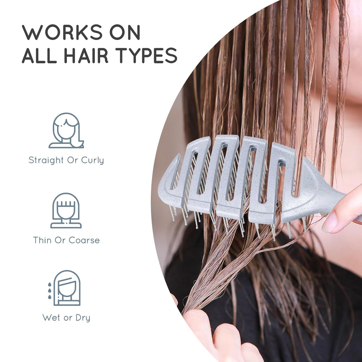 Hair brush, Vented Detangling Brush, Quickly Detangles and Smooths hair for Curly, Thick, and Straight Hair, Hair Brush for Women and Men, Blue, Eco Friendly, Sustainable Material